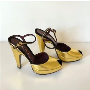 Prada gold heels